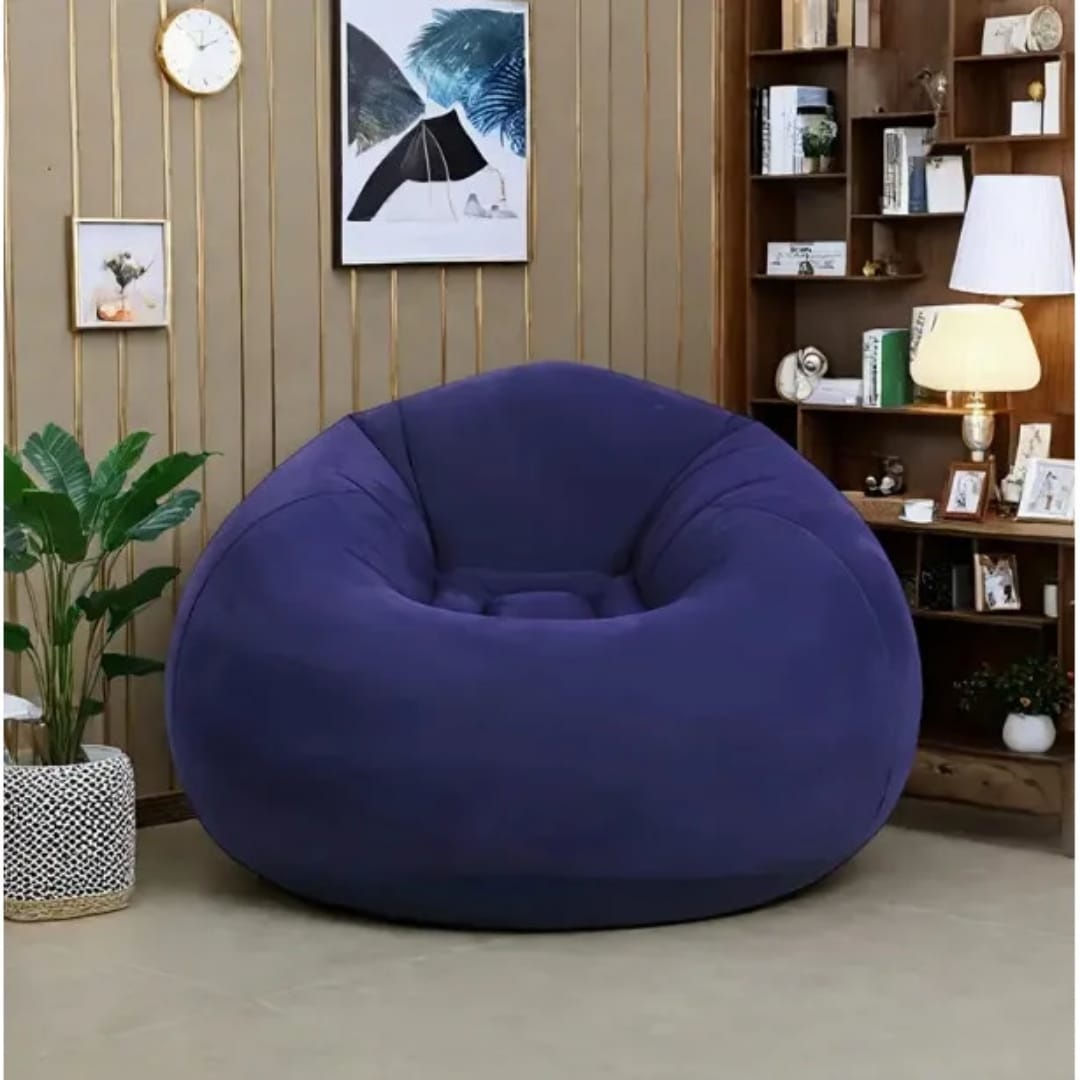 New in large lazy inflatable sofa seat inflatable bean bag with free manual pump, easy to inflate and store while not in use. Size:110*110*85cm.