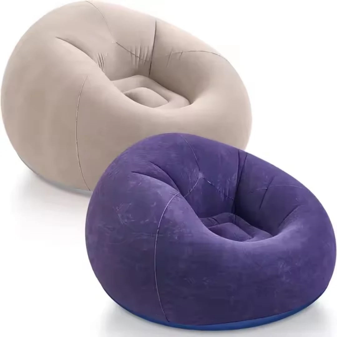 New in large lazy inflatable sofa seat inflatable bean bag with free manual pump, easy to inflate and store while not in use. Size:110*110*85cm.