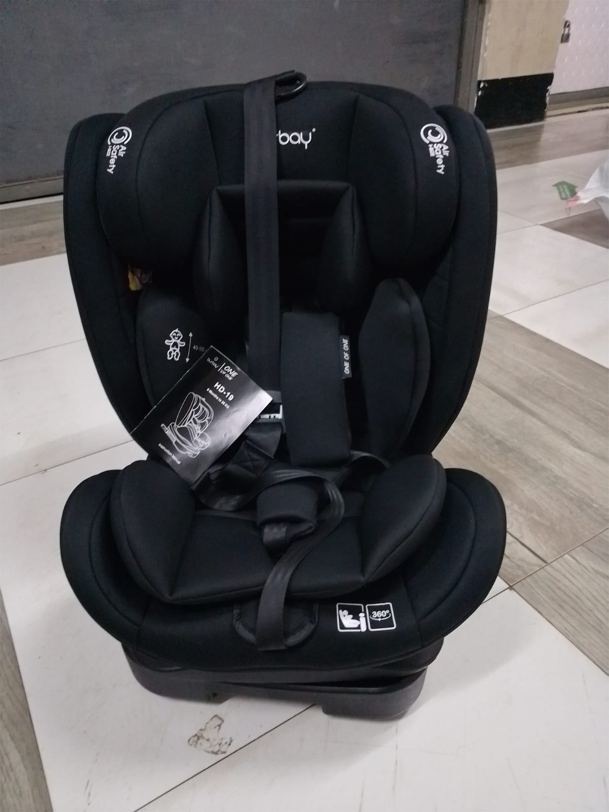 Burbay 360° ISOFIX Baby Car Seat for 0–3 Years – 5-Point Safety Belt, EPS Shock Absorbing Protection, Adjustable Secure Harness, Comfortable Rotating Infant Car Safety Seat