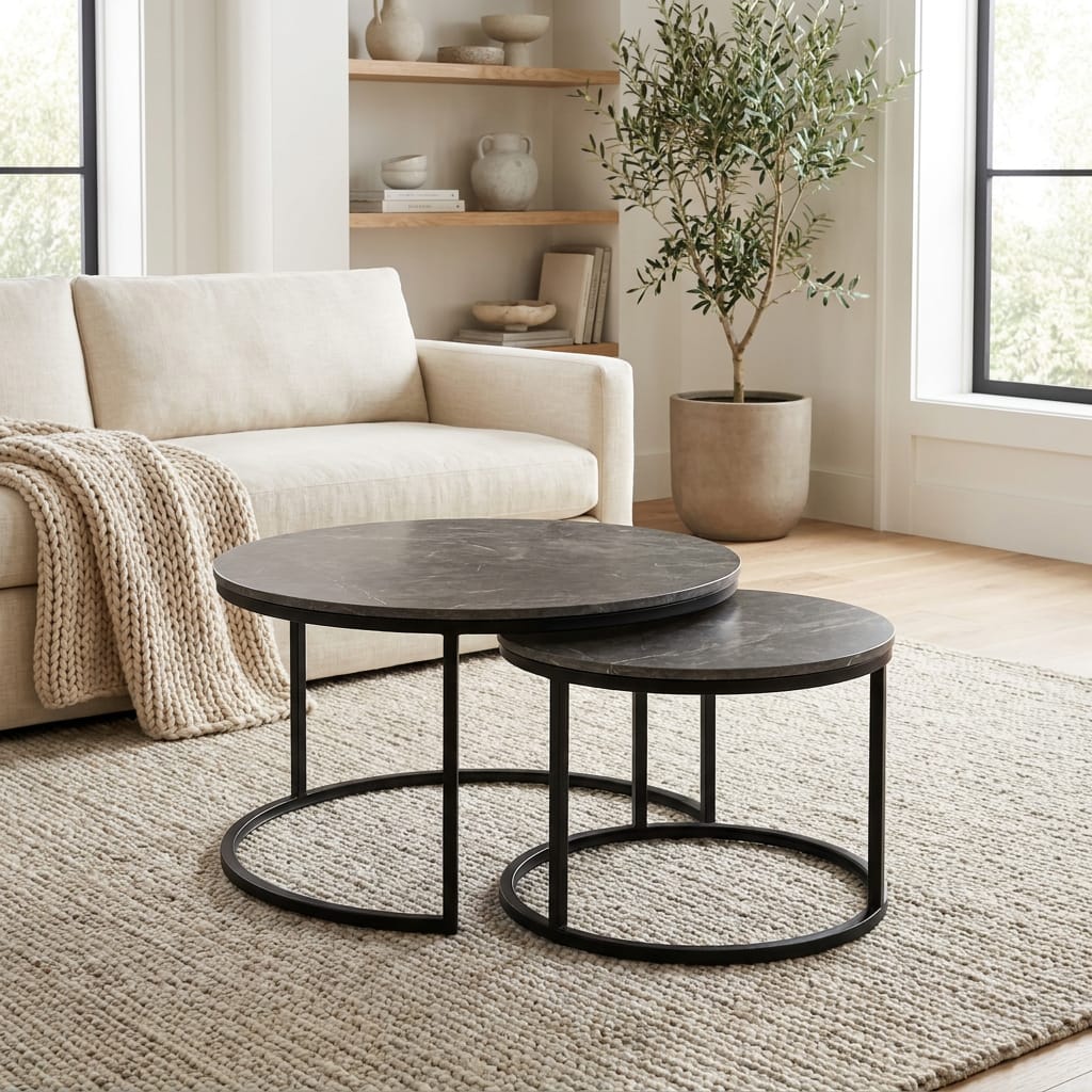 Nesting Bree marble effect Nordic luxury coffee table 2 in 1 tables Marble,WOODEN Effect Dining Room Furniture Nesting Nordic luxury coffee table