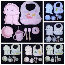 Silicone Baby Feeding and Weaning Set in a soft pastel blue colorway. Crafted from food-grade, BPA-free silicone, this self-feeding kit is designed to support toddlers transitioning to solid foods