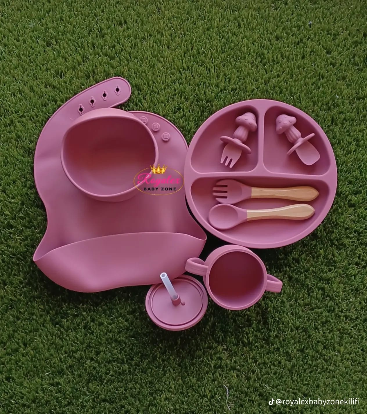 Silicone Baby Feeding and Weaning Set in a soft pastel blue colorway. Crafted from food-grade, BPA-free silicone, this self-feeding kit is designed to support toddlers transitioning to solid foods