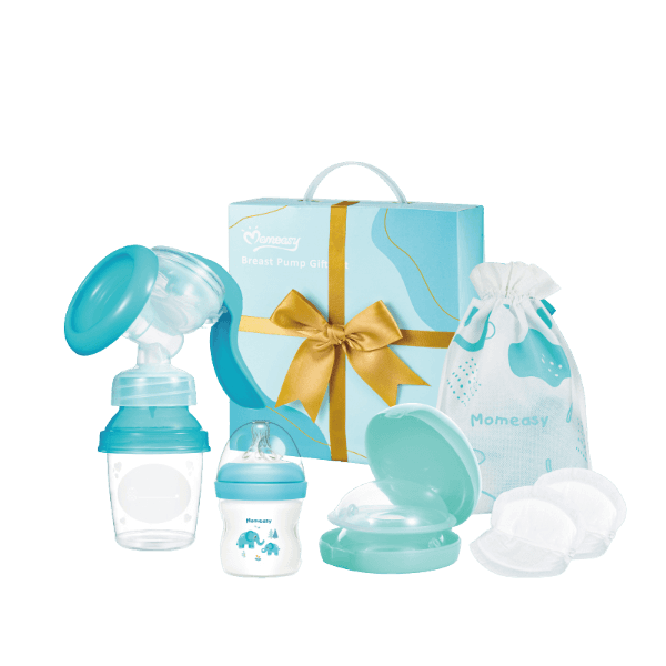 Momeasy Manual Breast Pump Gift Set.This all-in-one newborn nursing kit includes a manual breast pump along with several postpartum feeding and storage essentials its BPA free