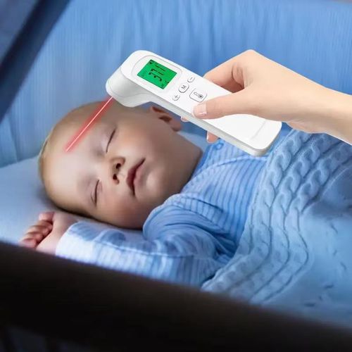 Quality Digital Infrared Fever Thermometer Household Digital Baby Adult Non-contact Laser Body Temperature Ear used for household and medical screening for kids and adults Uses  a battery.