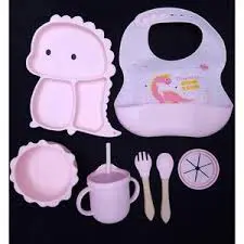 Silicone Baby Feeding and Weaning Set in a soft pastel blue colorway. Crafted from food-grade, BPA-free silicone, this self-feeding kit is designed to support toddlers transitioning to solid foods