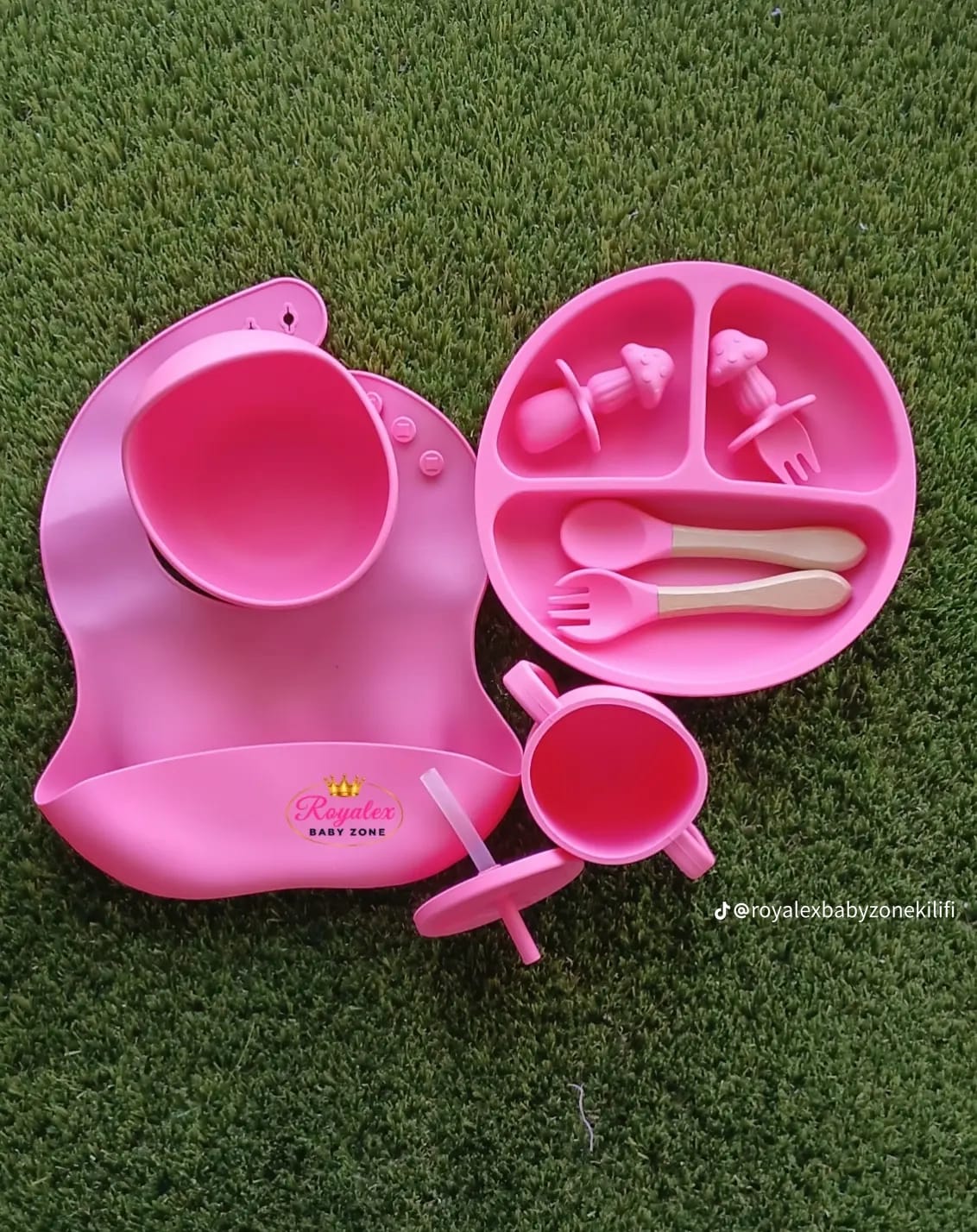 Silicone Baby Feeding and Weaning Set in a soft pastel blue colorway. Crafted from food-grade, BPA-free silicone, this self-feeding kit is designed to support toddlers transitioning to solid foods