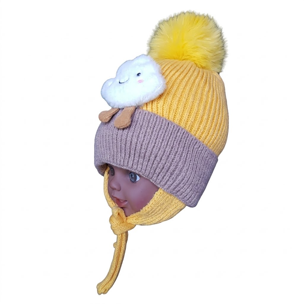 Elastic Crochet Bonnet Hat with Pompoms Winter Warm Hat Scarves Kids and Scarf for Girl Boy Skiing Traveling Snow Play Essential