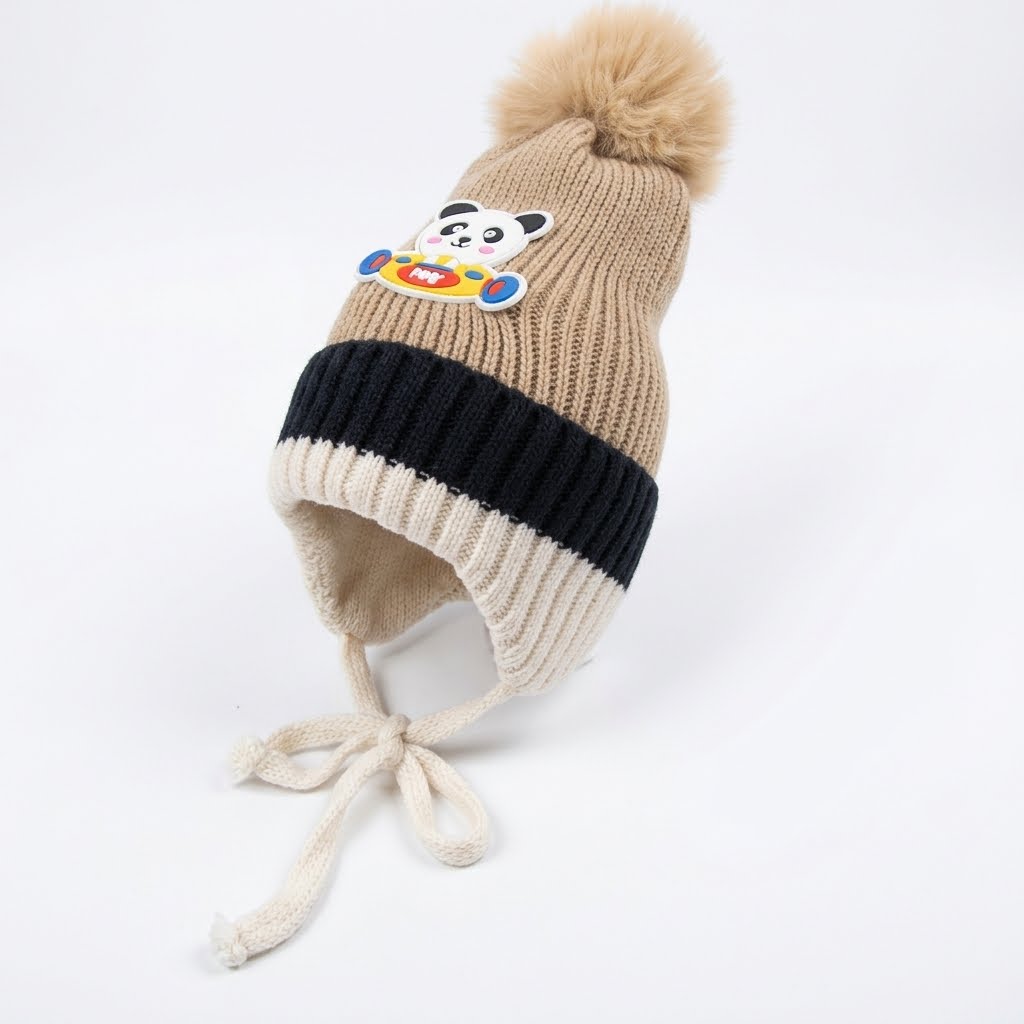 Elastic Crochet Bonnet Hat with Pompoms Winter Warm Hat Scarves Kids and Scarf for Girl Boy Skiing Traveling Snow Play Essential