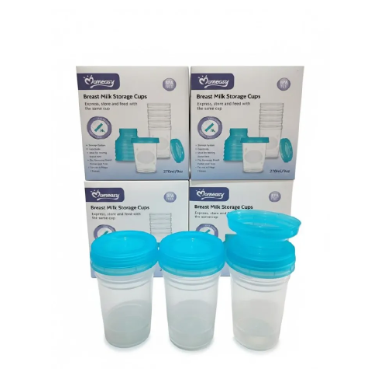 Momeasy 6-Pack Breast Milk Storage Cups – 180ml/6oz, BPA-Free, Leak-Proof, 3-in-1: Warm, Store & Sterilize, Compatible with Most Pumps