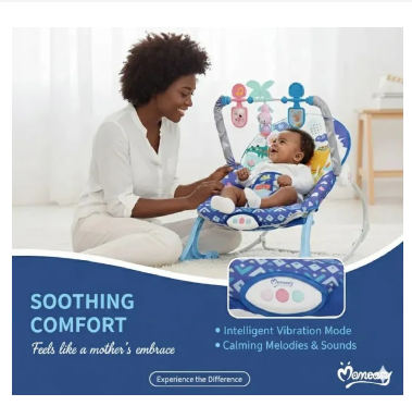 Momeasy 2-in-1 Baby Rocker & Stationary Chair – Soothing Vibrations & Music | Newborn to Toddler | Adjustable Feeding & Sleeping Seat