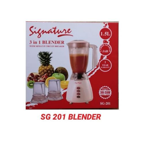 Signature 3 in 1 Blender 1.5L with Grinder & Chopper, Multi-Function Kitchen Blender, 3 Speed Control, Stainless Steel Blades, Unbreakable Jar, Affordable Blender Kenya