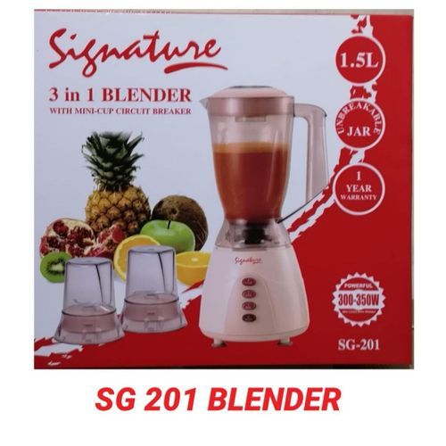 Signature 3 in 1 Blender 1.5L with Grinder & Chopper, Multi-Function Kitchen Blender, 3 Speed Control, Stainless Steel Blades, Unbreakable Jar, Affordable Blender Kenya