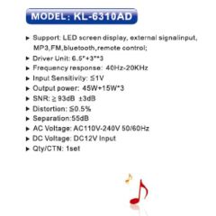 AILIPU KL-6310 3.1 Channel Multimedia Speaker System Bluetooth Subwoofer Home Theater USB FM Remote Powerful Bass Sound System For TV, PC & Home Entertainment