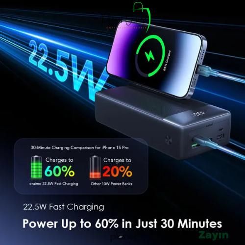 Oraimo PowerNova Q31 30000mAh Fast Charging Power Bank, USB-C PD & QC3.0 Portable Charger, Triple Output, Digital Display, High Capacity Backup Battery for Smartphones Kenya