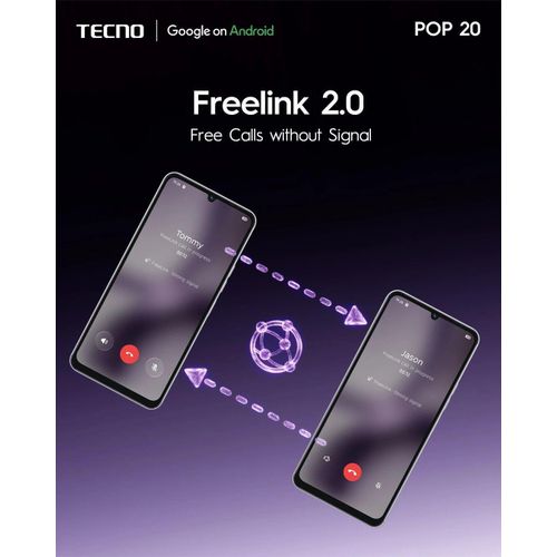 Tecno Pop 20 4G Smartphone 128GB ROM 4GB RAM 6.75 Inch 120Hz Display 5000mAh Battery 13MP Camera Android Phone Dual SIM Fingerprint Affordable Phone Kenya