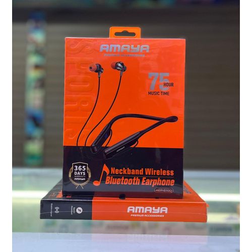Amaya AEP-E10D Wireless Bluetooth Neckband Earphones, 75 Hours Playtime, Deep Bass, HD Calls, Magnetic Earbuds, Sports Headphones with Long Battery Life