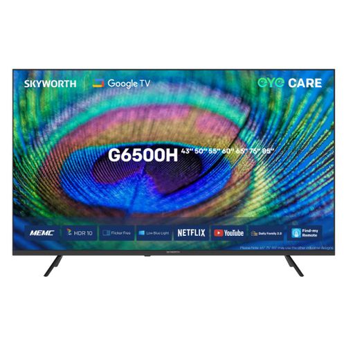 Skyworth 43G6500H 43 Inch 4K UHD Google TV HDR10 Dolby Audio Smart TV Bluetooth 5.1 WiFi Voice Control Chromecast