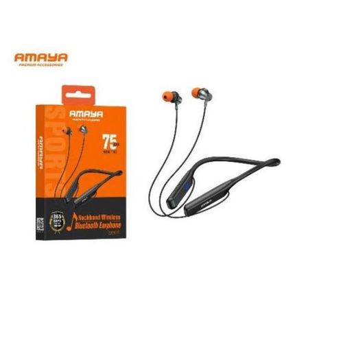 Amaya AEP-E10D Wireless Bluetooth Neckband Earphones, 75 Hours Playtime, Deep Bass, HD Calls, Magnetic Earbuds, Sports Headphones with Long Battery Life