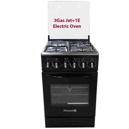 VOLSMART 50×50 Freestanding Gas Cooker, 4 Burner Standing Cooker, Compact Kitchen Cooker, Reliable Gas Cooking Stove for Home – Black