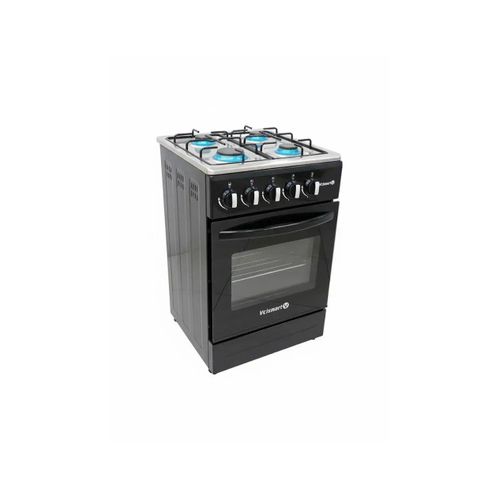 VOLSMART 50×50 Freestanding Gas Cooker, 4 Burner Standing Cooker, Compact Kitchen Cooker, Reliable Gas Cooking Stove for Home – Black