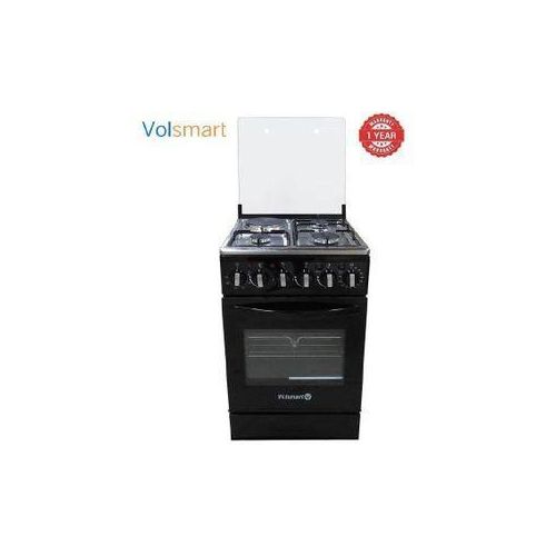 VOLSMART 50×50 Freestanding Gas Cooker, 4 Burner Standing Cooker, Compact Kitchen Cooker, Reliable Gas Cooking Stove for Home – Black