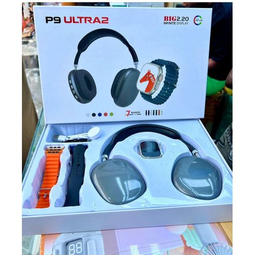 P9 Ultra 2 Combo – Premium Headset + Smartwatch 7 Straps Included