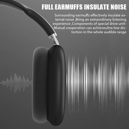 P9 Bluetooth Headphones - Wireless Silver Earphones with Subwoofer, 10h Playtime, Built-in Mic