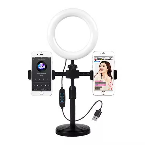 6" Mini Ring Light with Adjustable Tripod & Phone Holder - USB Powered, 360° Rotation