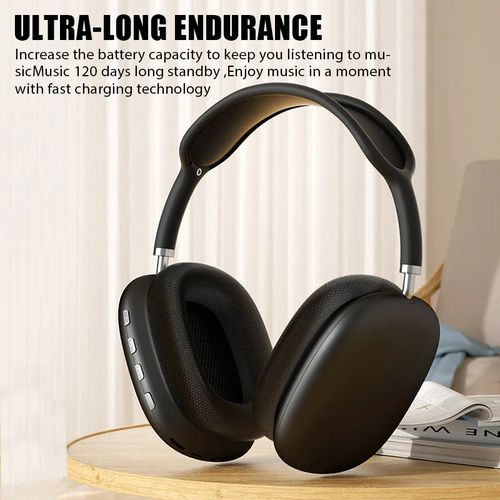 P9 Bluetooth Headphones - Wireless Silver Earphones with Subwoofer, 10h Playtime, Built-in Mic