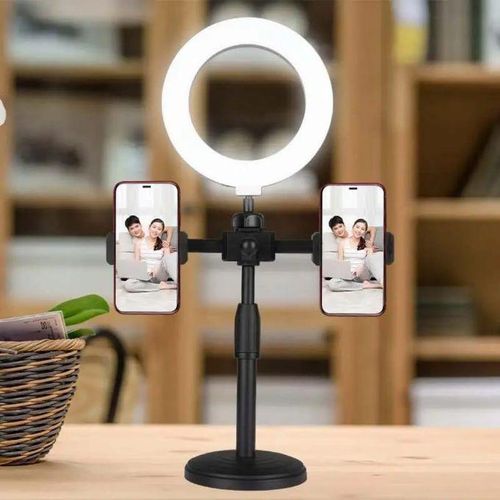 6" Mini Ring Light with Adjustable Tripod & Phone Holder - USB Powered, 360° Rotation