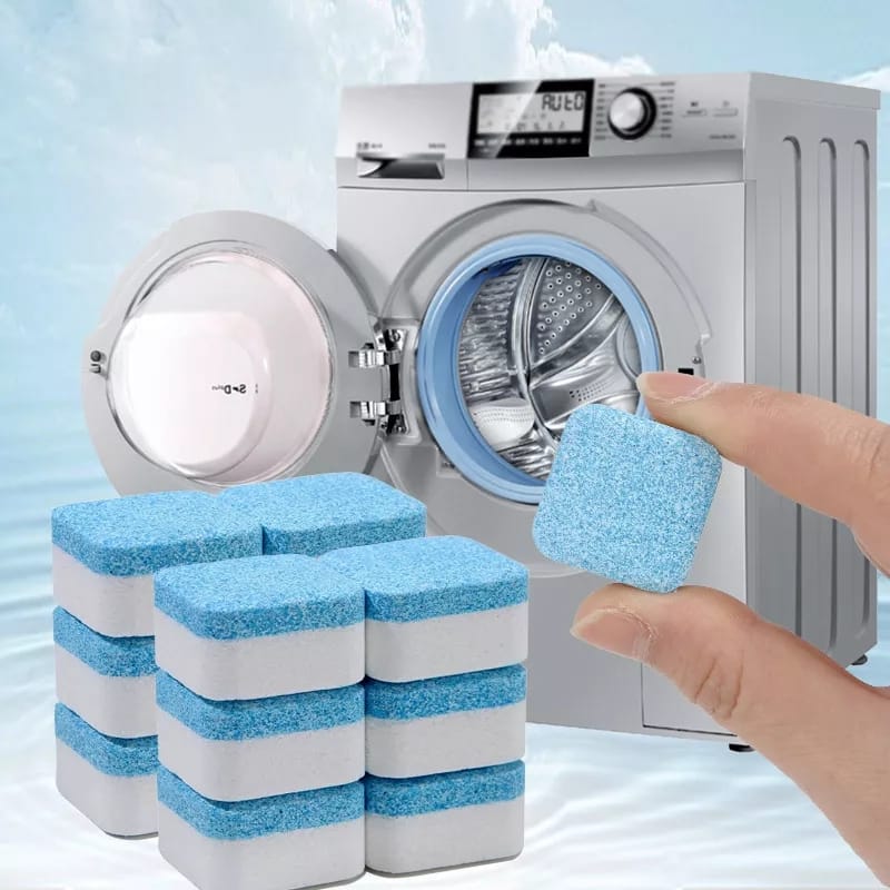 12pc pack of washing machine cleaning tablets, clean your washing machine easily, watch vedio to learn how to use it
