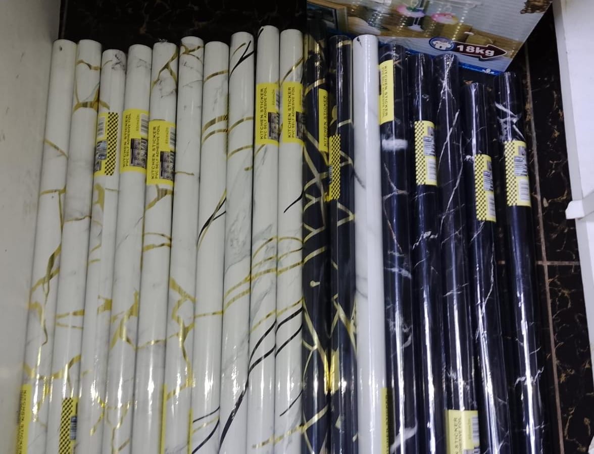 Marble contact papers that are self adhesive, vinyl contact paper in size 60cm by 2M, perfect for furniture, kitchen counters, bathroom counters, tables, anything you want to cover