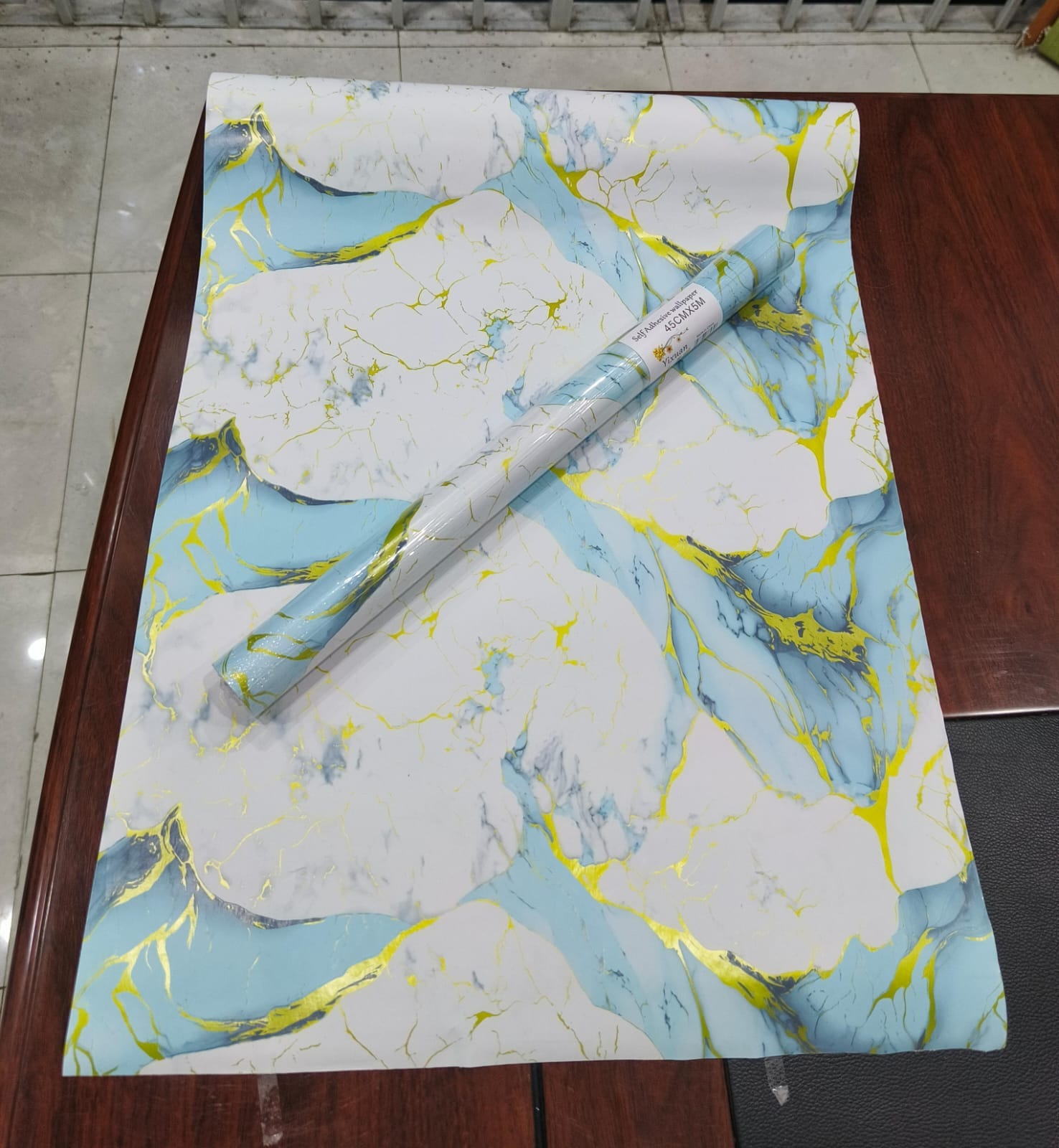 Marble contact papers that are self adhesive, vinyl contact paper in size 60cm by 2M, perfect for furniture, kitchen counters, bathroom counters, tables, anything you want to cover