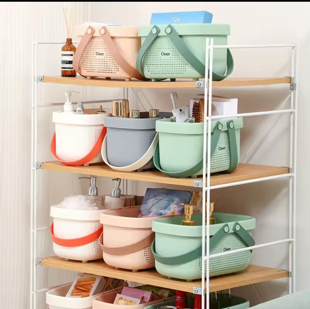 Multifunctional storage basket,t has holes which drains water, Ideal for under cabinet storage,in bathroom, Kitchen,offices etc