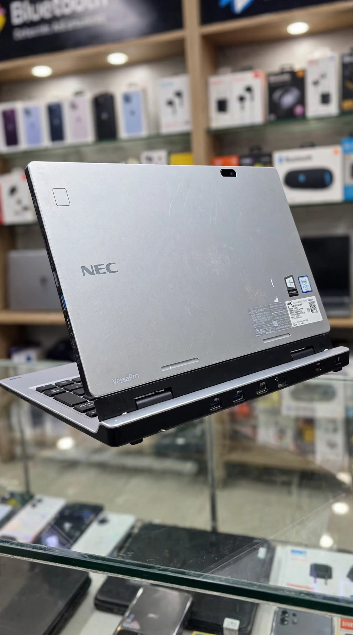 NEC VersaPro 2-in-1 touchscreen laptop with 4GB RAM, 128GB SSD, Windows 11, and detachable keyboard. Compact, portable, and ideal for school, office work, browsing, and everyday use.