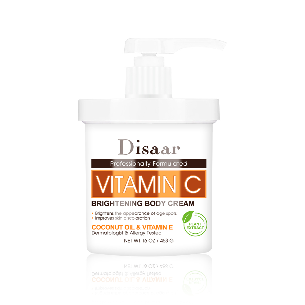 Disaar Organic Vitamin C Body Cream Vitamin E Skin Brightening Moisturizing Dark Spot Lightening Body Cream Lotion for Dark Skin deeply moisturizes and Enriched with coconut oil and vitamin E.