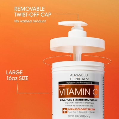 Disaar Organic Vitamin C Body Cream Vitamin E Skin Brightening Moisturizing Dark Spot Lightening Body Cream Lotion for Dark Skin deeply moisturizes and Enriched with coconut oil and vitamin E.