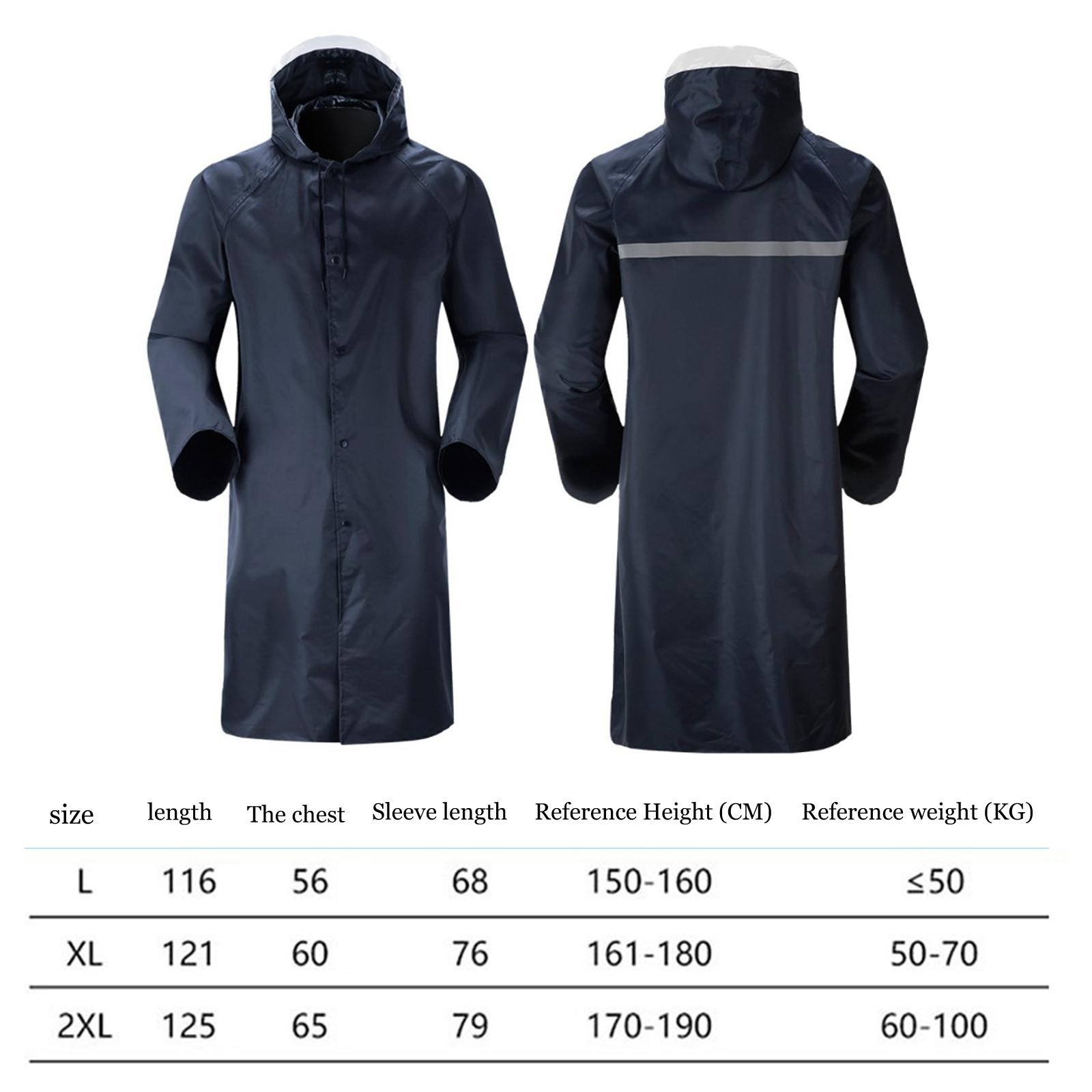 Unisex Heavy Duty Rain Coat With Lining unisex, waterproof garment featuring a hood, front snap buttons, and a reflective safety strip on the back.Fitting for working or outdoor activity.