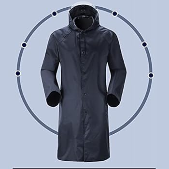 Unisex Heavy Duty Rain Coat With Lining unisex, waterproof garment featuring a hood, front snap buttons, and a reflective safety strip on the back.Fitting for working or outdoor activity.