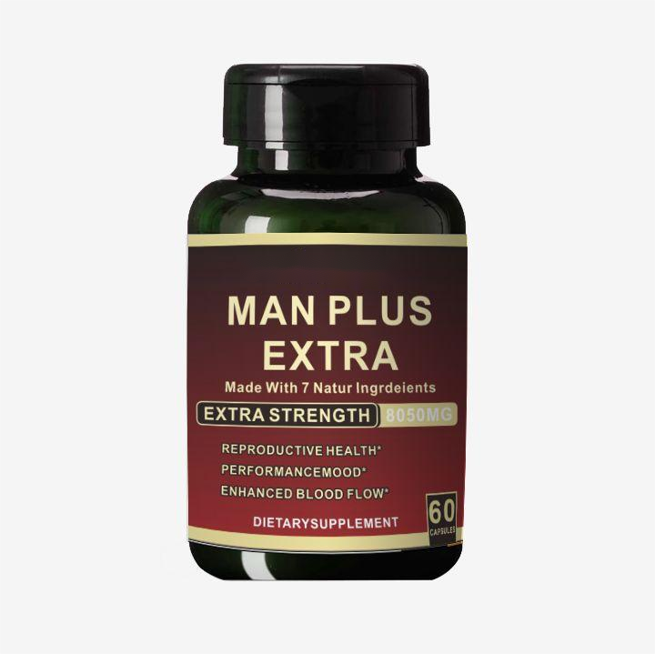 Man Plus Extra" dietary supplement capsules designed for reproductive health and performance enhancement it is marketed for "Reproductive Health," "Performance/Mood," and "Enhanced Blood Flow "etc.