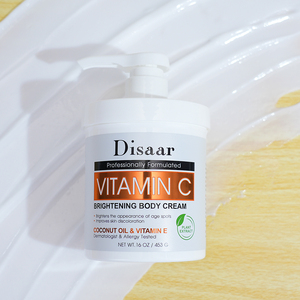 Disaar Organic Vitamin C Body Cream Vitamin E Skin Brightening Moisturizing Dark Spot Lightening Body Cream Lotion for Dark Skin deeply moisturizes and Enriched with coconut oil and vitamin E.