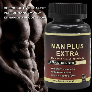 Man Plus Extra" dietary supplement capsules designed for reproductive health and performance enhancement it is marketed for "Reproductive Health," "Performance/Mood," and "Enhanced Blood Flow "etc.