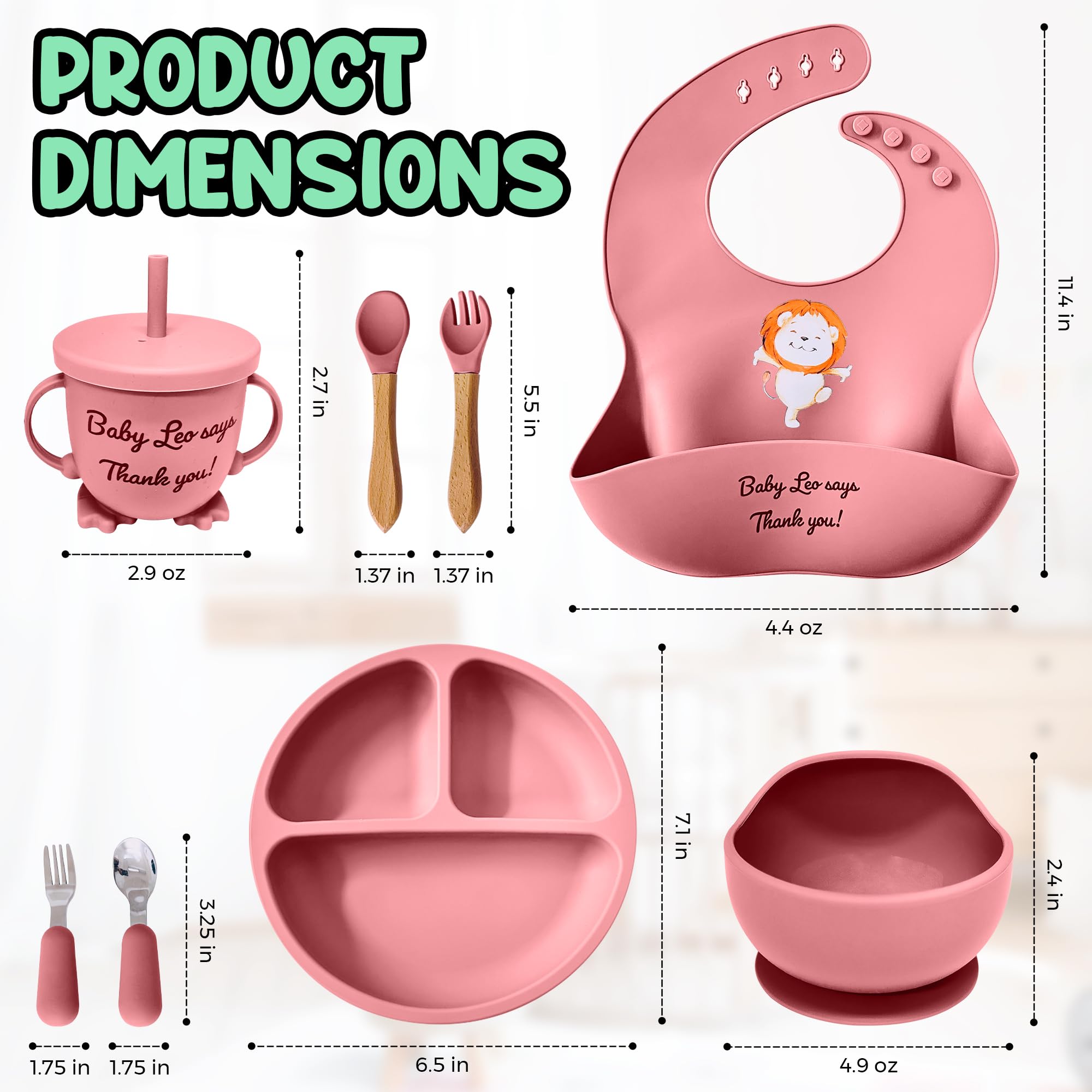 Silicone Suction Plate With Cutlery BPA Free Baby Children Toddler Feeding Set Non Breakable.The plates and bowls feature a suction base to prevent spills, and the spoon and fork are designed for grip