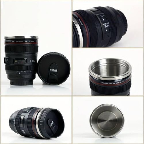 450 ml Camera Lens Coffee Mug, Cameras Lens Mug, Travel Coffee Photographers Mugs Stainless Steel Len Mug Interesting Custom Gifts for Women/Men.Crafted with a stainless steel insulated interior.