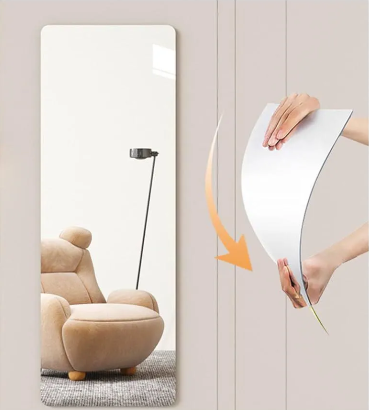 120x40cm Peel and Stick Decorative Mirror Wall Sticker - Removable, Elegant Design for Home & Office .High-quality double-sided tape enables easy removal without damage to the wall, leaving no trace.