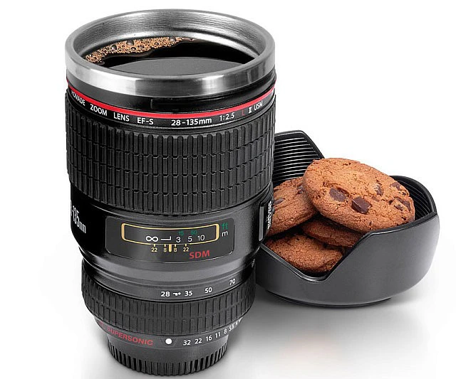 450 ml Camera Lens Coffee Mug, Cameras Lens Mug, Travel Coffee Photographers Mugs Stainless Steel Len Mug Interesting Custom Gifts for Women/Men.Crafted with a stainless steel insulated interior.