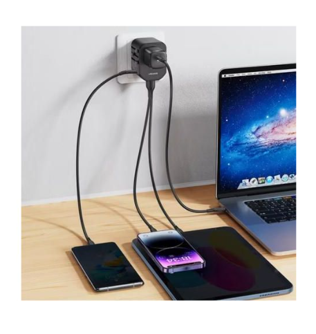65W GaN Fast Super Fast Wall Charger.Laptop & Phone Compatible Description: Power up all your devices quickly and safely with the Floating Ark FDS-08 65W GaN Super Fast Wall Charger .