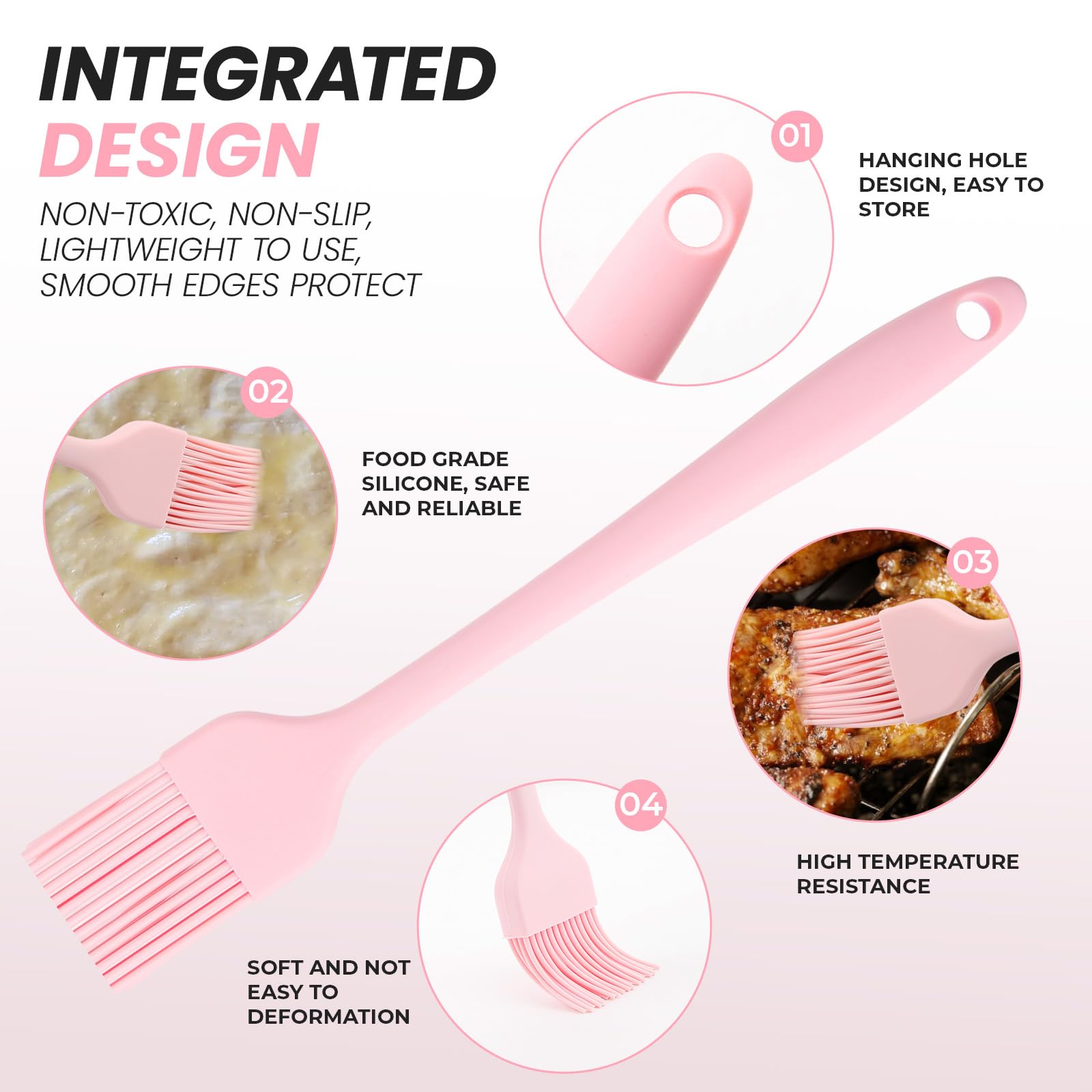 Heat Resistant Silicone Basting Pastry Brush For Grilling, Baking ,Cooking And Spreading Oil, Butter, BBQ Sauce The flexible bristles will soak up and hold a lot more of whatever you're brushing .