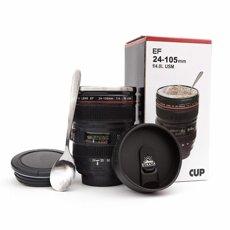 450 ml Camera Lens Coffee Mug, Cameras Lens Mug, Travel Coffee Photographers Mugs Stainless Steel Len Mug Interesting Custom Gifts for Women/Men.Crafted with a stainless steel insulated interior.