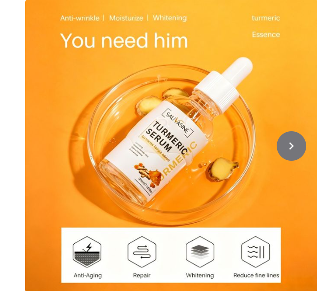 Turmeric Essence Serum 30ml/Anti-Aging/Brightening/Hydrating for Unisex/Hydrating Brightening Anti-Wrinkle Essence  Its lightweight texture absorbs quickly, perfect for daily morning and night use .